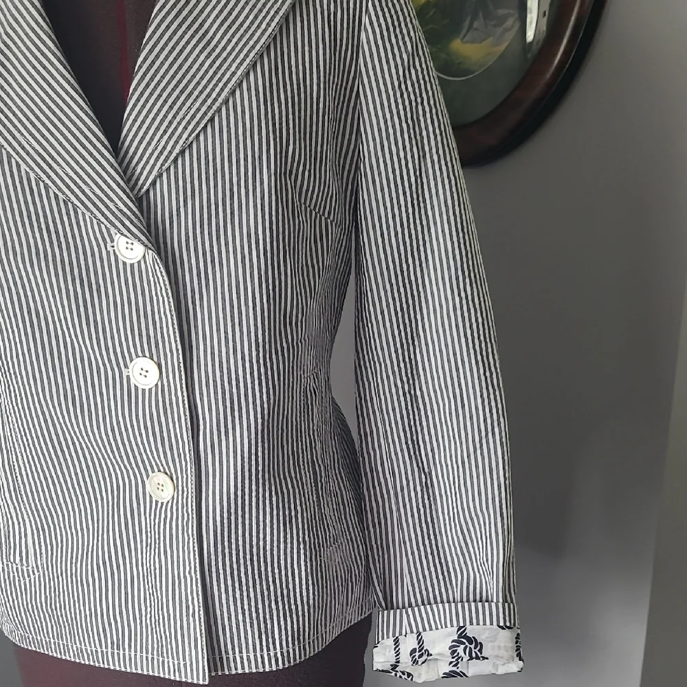 Talbots Black and White Striped Blazer - Picture 3 of 5